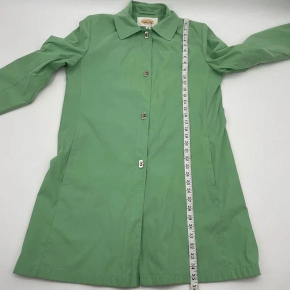 Talbots Womens Sage Green Toggle Button Rain Jacket Coat Size M - Picture 9 of 13